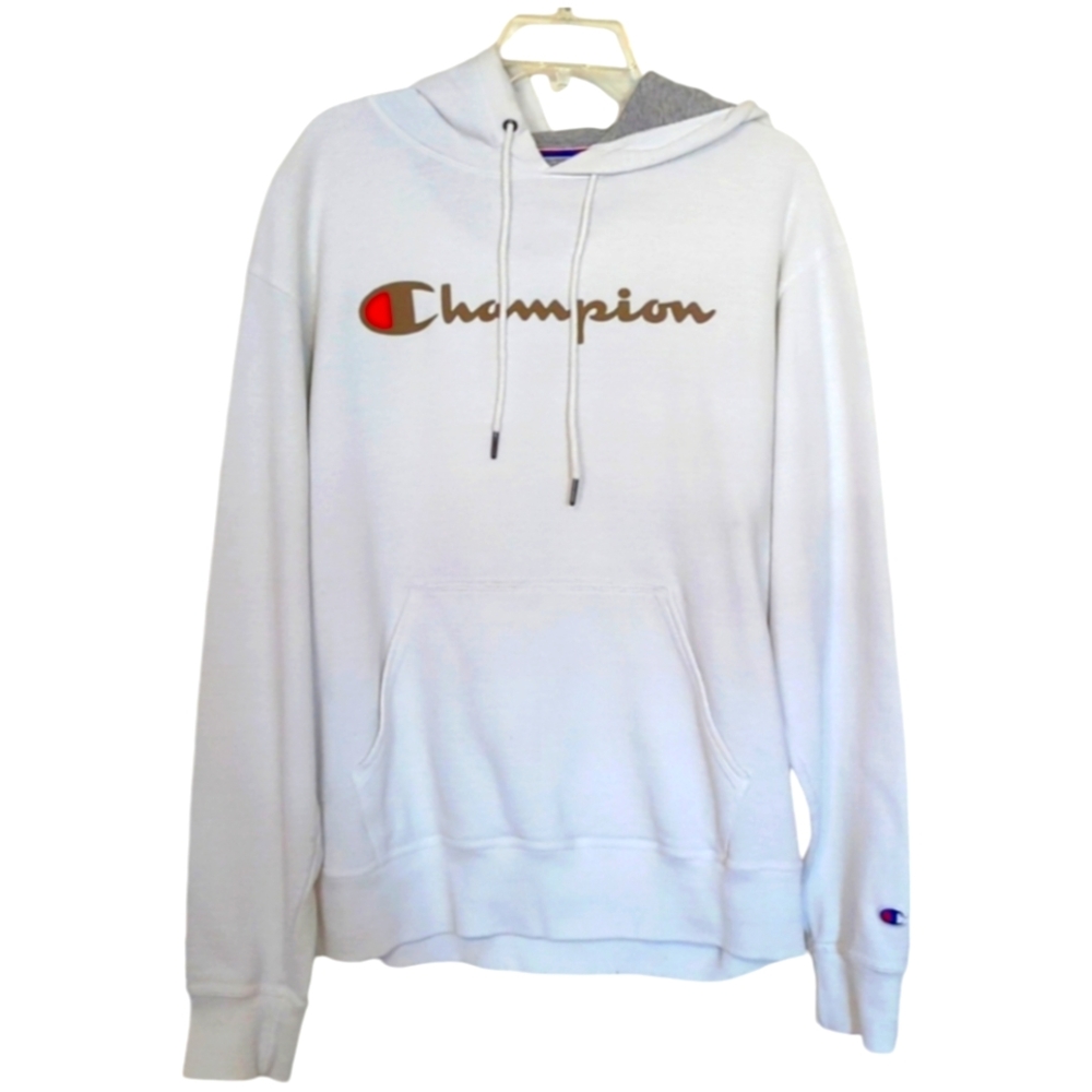 CHAMPION LOGO PULLOVER HOODIE MEDIUM TAUPE